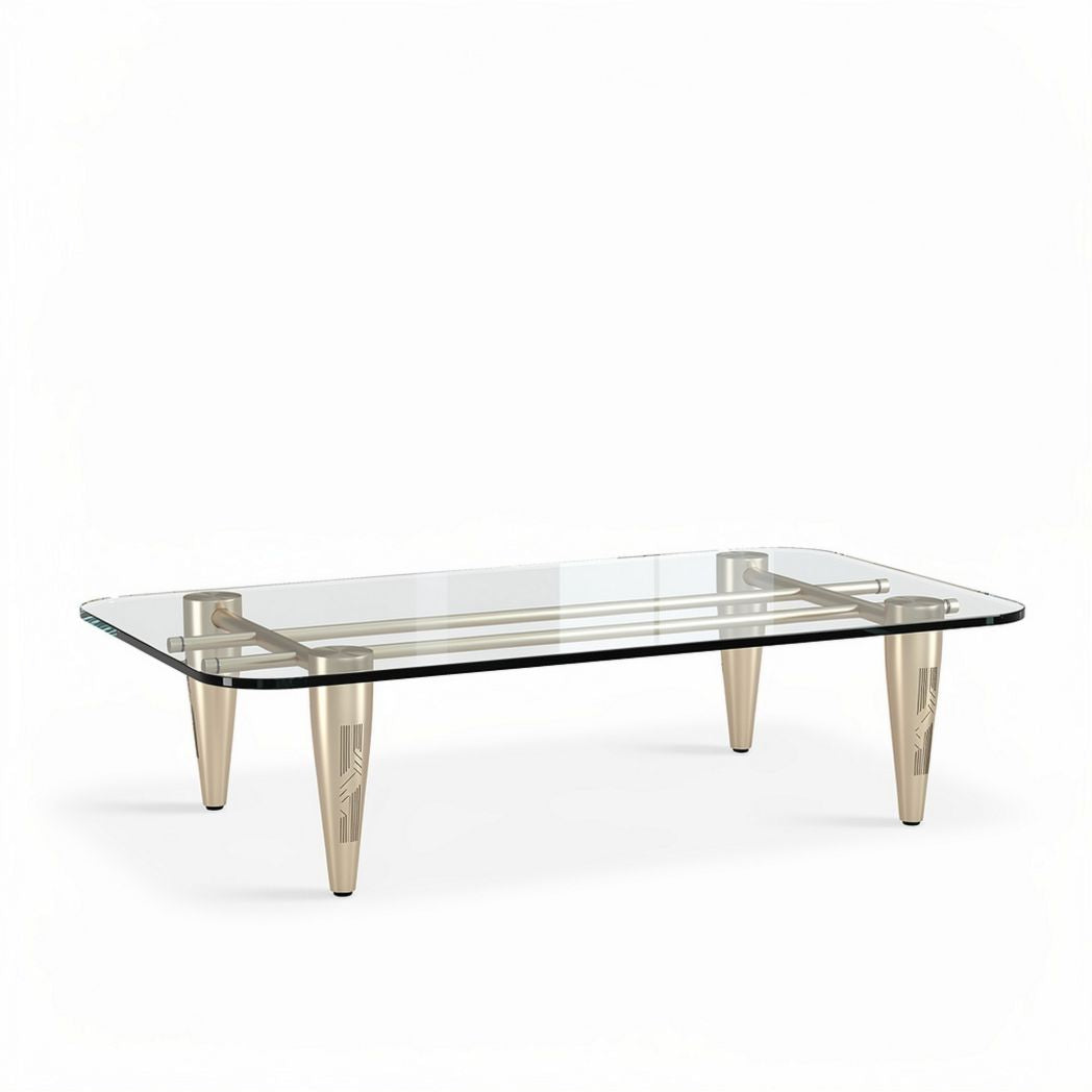 Glass coffee table with gold metal legs 120 x 60 x 40cm