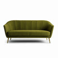 Mid-century style green fabric sofa with gold metal legs 180 x 80 x 75cm