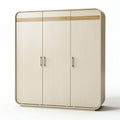 Three-door wardrobe in beige with wooden accent 150 x 45 x 200cm