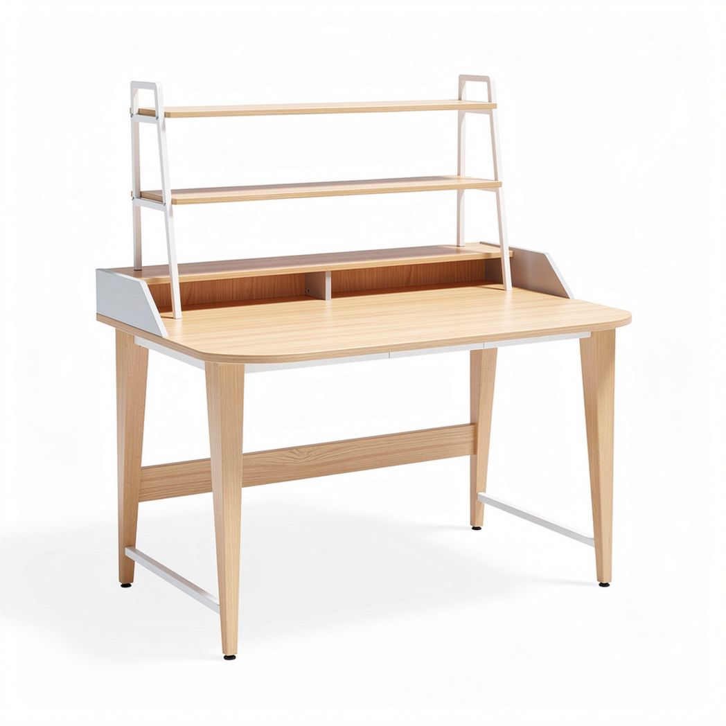 Wooden writing desk with bookshelf for home office 120 x 60 x 75cm