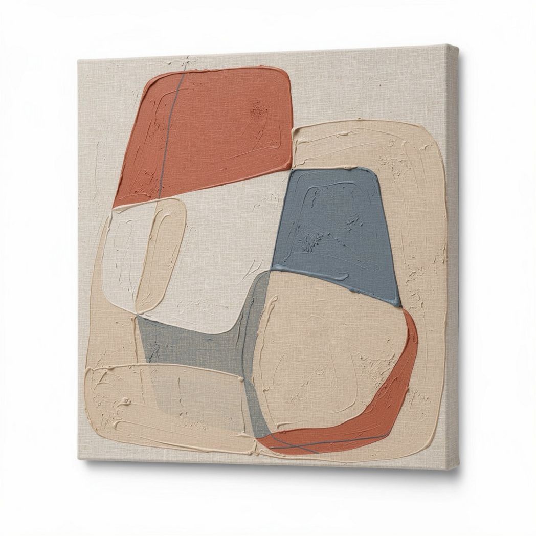 Abstract canvas wall art in earth tones 40 x 40 x 3cm