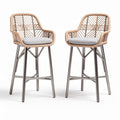 Rattan bar stools with gray cushion 45 x 45 x 100cm for indoor outdoor use