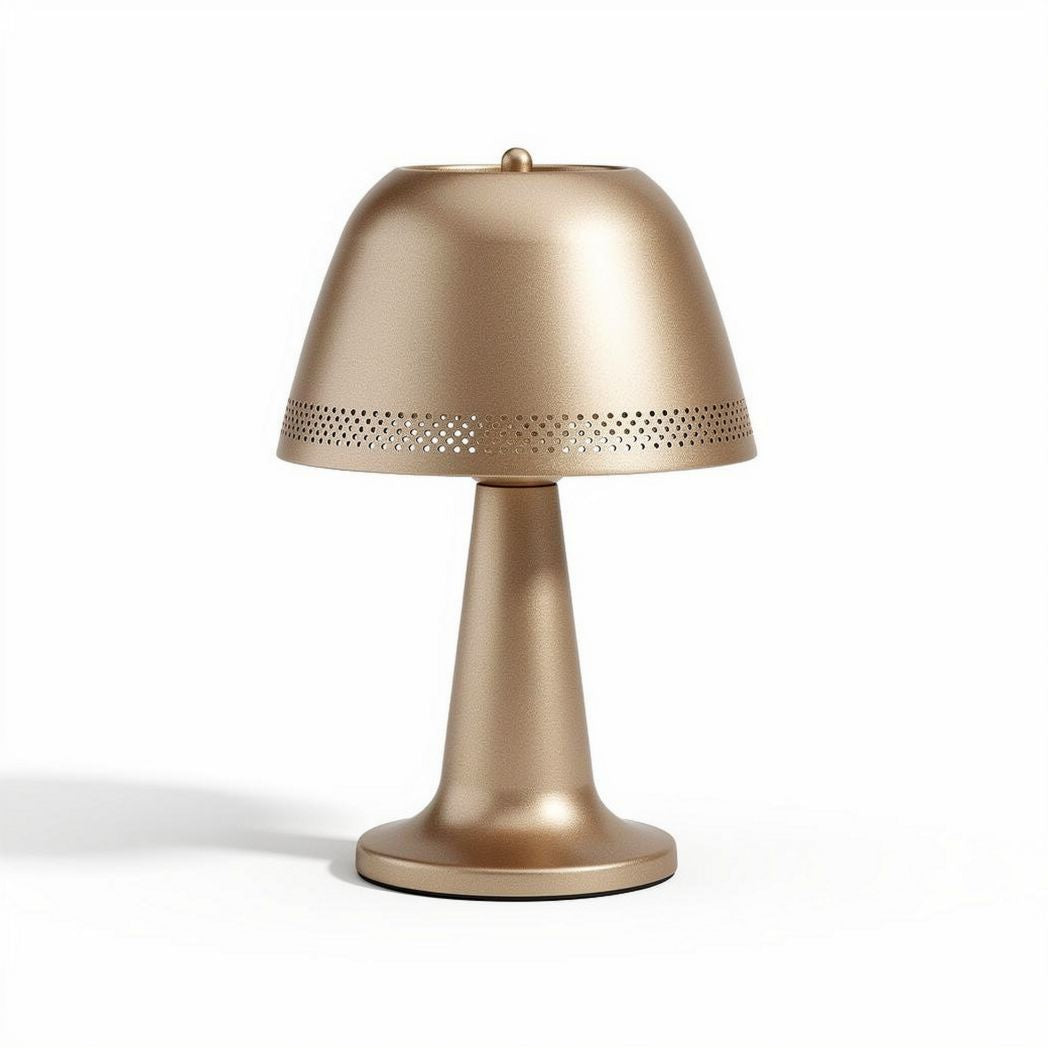 Metallic table lamp with perforated shade for home decor 20 x 20 x 35cm