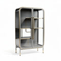 Glass display cabinet with gold accents 80 x 40 x 130cm for living room use