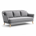 Gray fabric sofa with wooden legs and three removable cushions 180 x 85 x 80cm