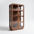 Wooden display cabinet with glass doors for living room storage 80 x 40 x 180cm