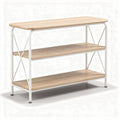 Wooden storage console table with two shelves and metal frame 90 x 30 x 80cm